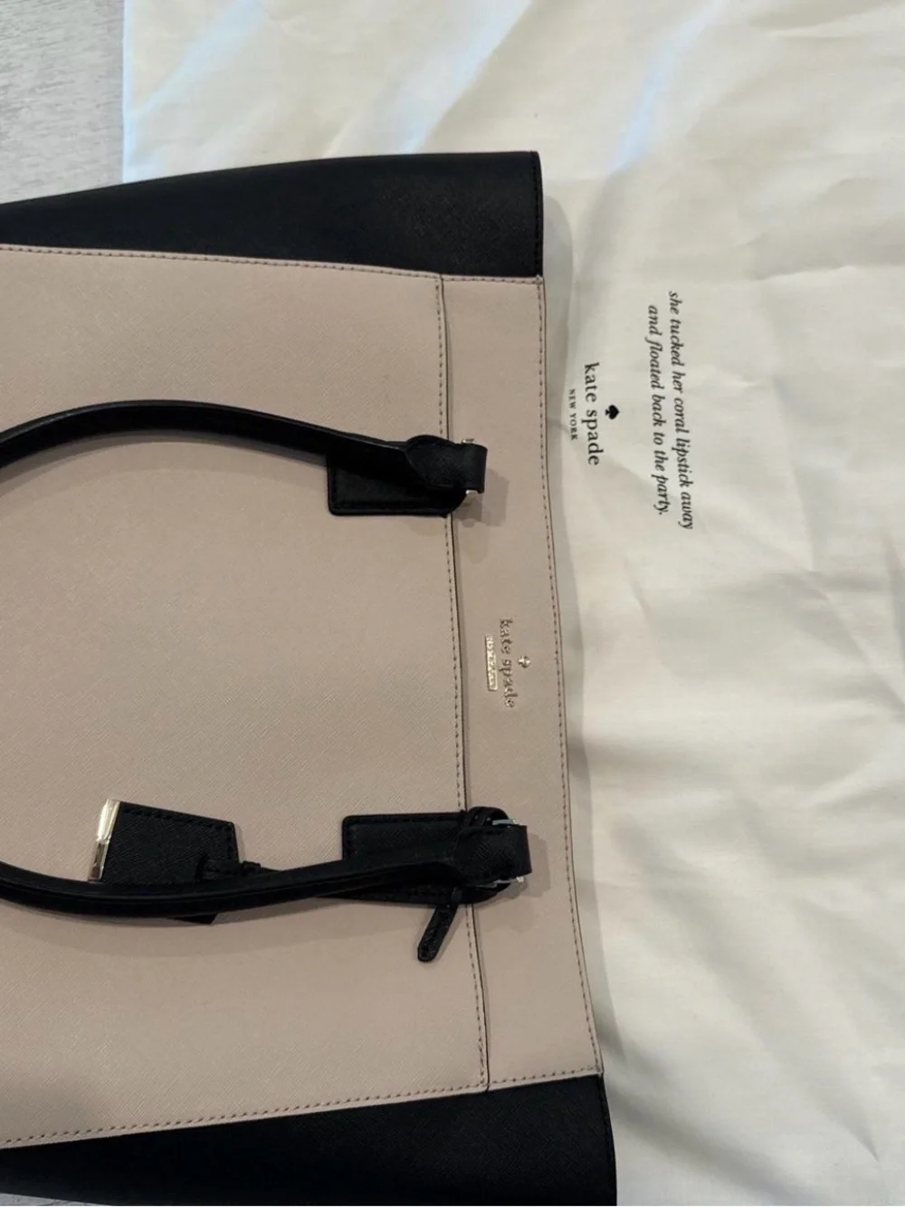 kate spade Black and Gray Two-Tone Structured Tote Saffiano Leather - Picture 3 of 6
